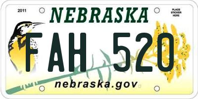 NE license plate FAH520