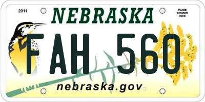 NE license plate FAH560