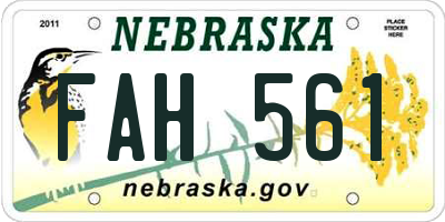 NE license plate FAH561