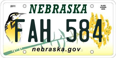 NE license plate FAH584