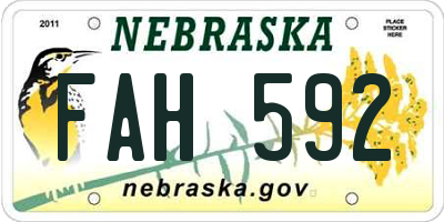 NE license plate FAH592