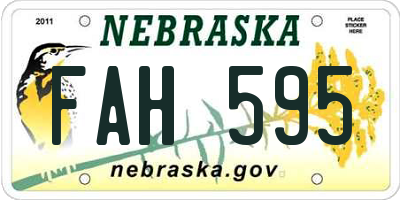 NE license plate FAH595