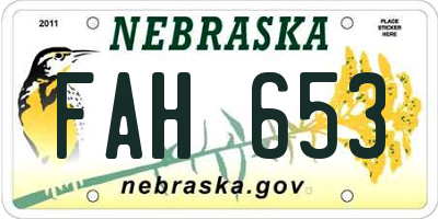 NE license plate FAH653