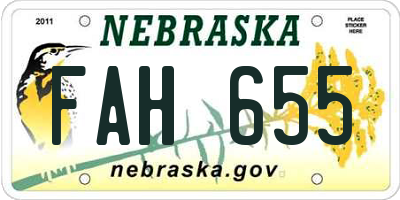 NE license plate FAH655