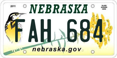 NE license plate FAH684