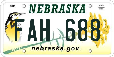 NE license plate FAH688