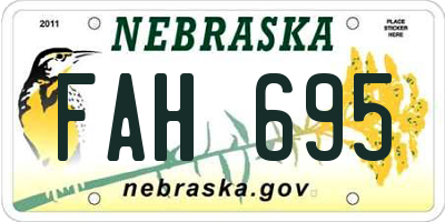 NE license plate FAH695