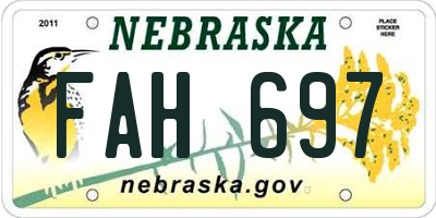 NE license plate FAH697