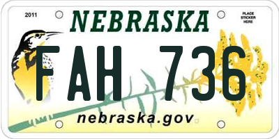 NE license plate FAH736