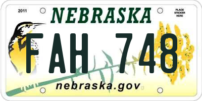 NE license plate FAH748