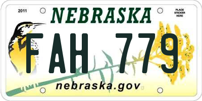 NE license plate FAH779