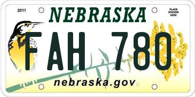 NE license plate FAH780