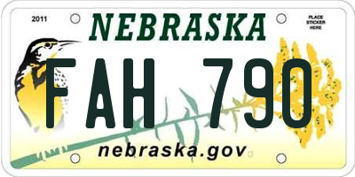NE license plate FAH790