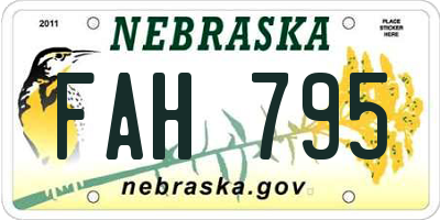 NE license plate FAH795