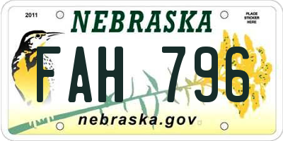 NE license plate FAH796
