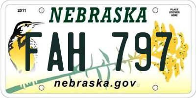 NE license plate FAH797