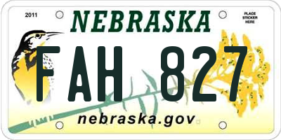 NE license plate FAH827
