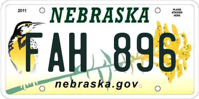 NE license plate FAH896