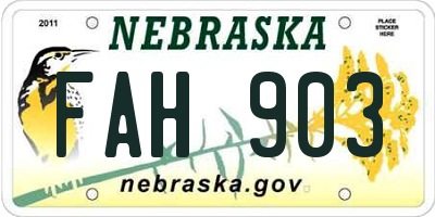 NE license plate FAH903