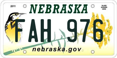 NE license plate FAH976