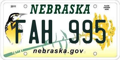 NE license plate FAH995