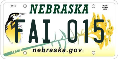 NE license plate FAI015