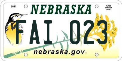 NE license plate FAI023