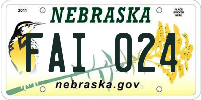 NE license plate FAI024