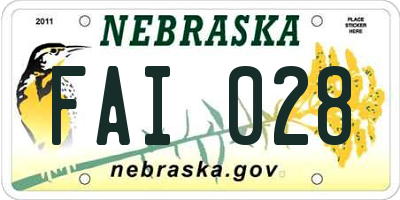 NE license plate FAI028