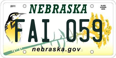 NE license plate FAI059