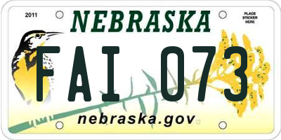 NE license plate FAI073
