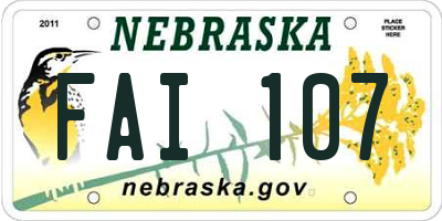 NE license plate FAI107