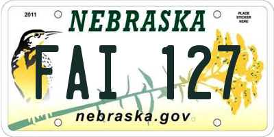 NE license plate FAI127