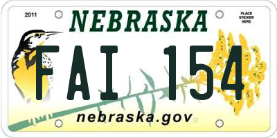 NE license plate FAI154