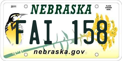 NE license plate FAI158