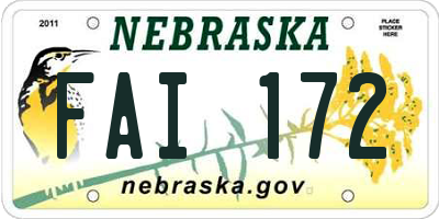 NE license plate FAI172