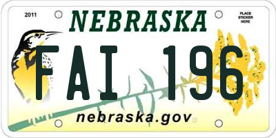 NE license plate FAI196