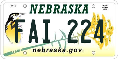NE license plate FAI224