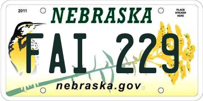 NE license plate FAI229