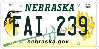 NE license plate FAI239