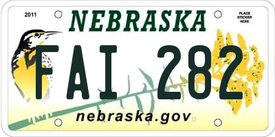 NE license plate FAI282