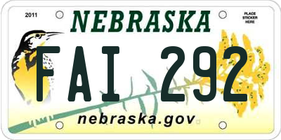 NE license plate FAI292