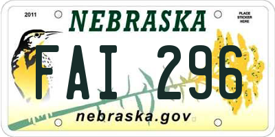 NE license plate FAI296