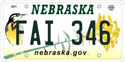 NE license plate FAI346