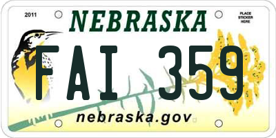 NE license plate FAI359