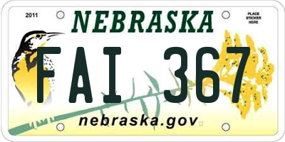 NE license plate FAI367