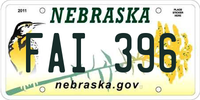 NE license plate FAI396