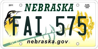 NE license plate FAI575