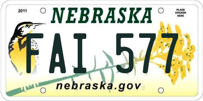 NE license plate FAI577