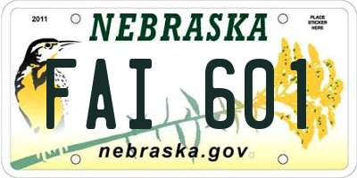NE license plate FAI601